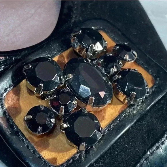 Calvin Klein black suede & leather rhinestone ballet flats shoes - Picture 6 of 12